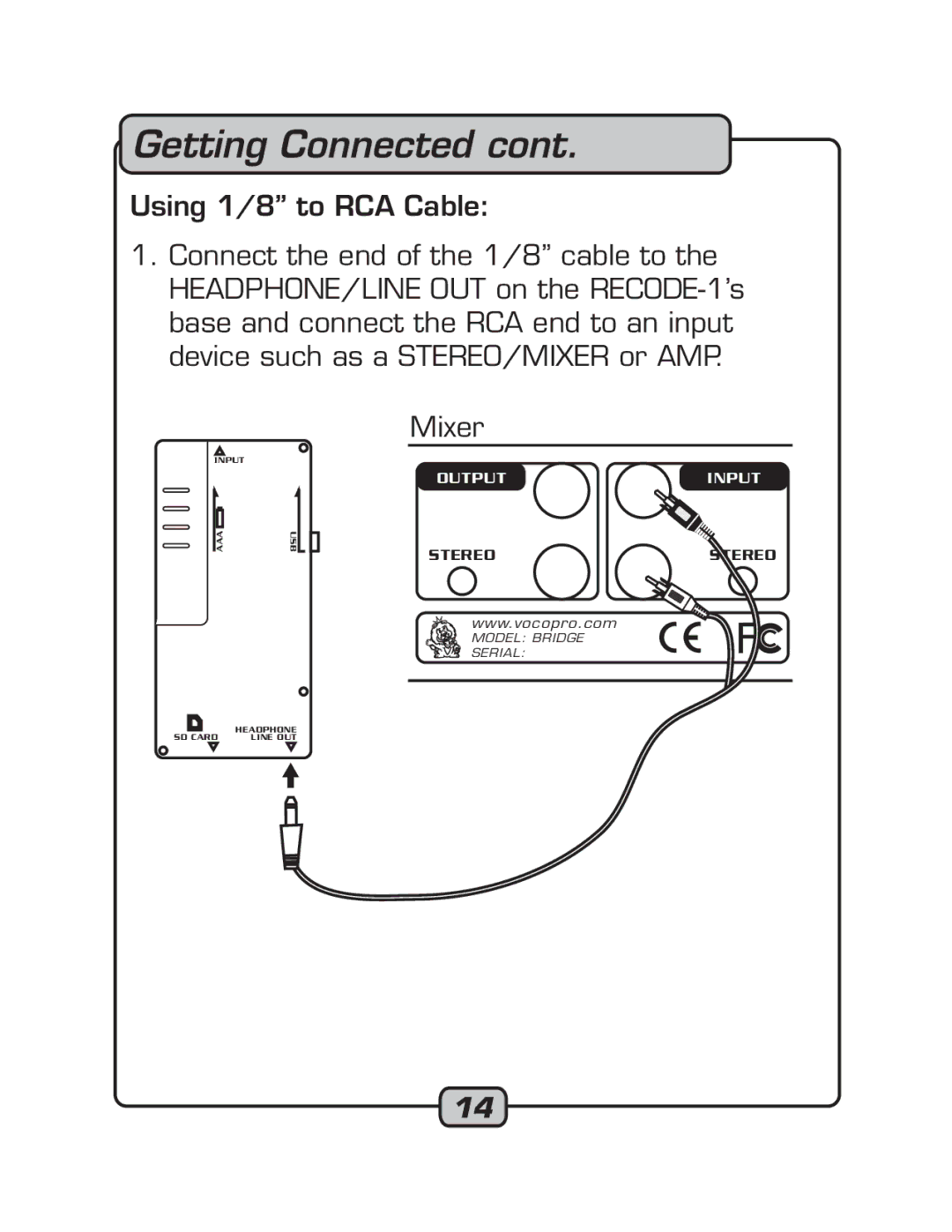 VocoPro RECODE-1 manual Getting Connected 