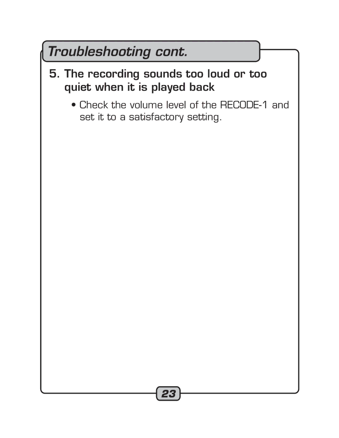 VocoPro RECODE-1 manual Troubleshooting 