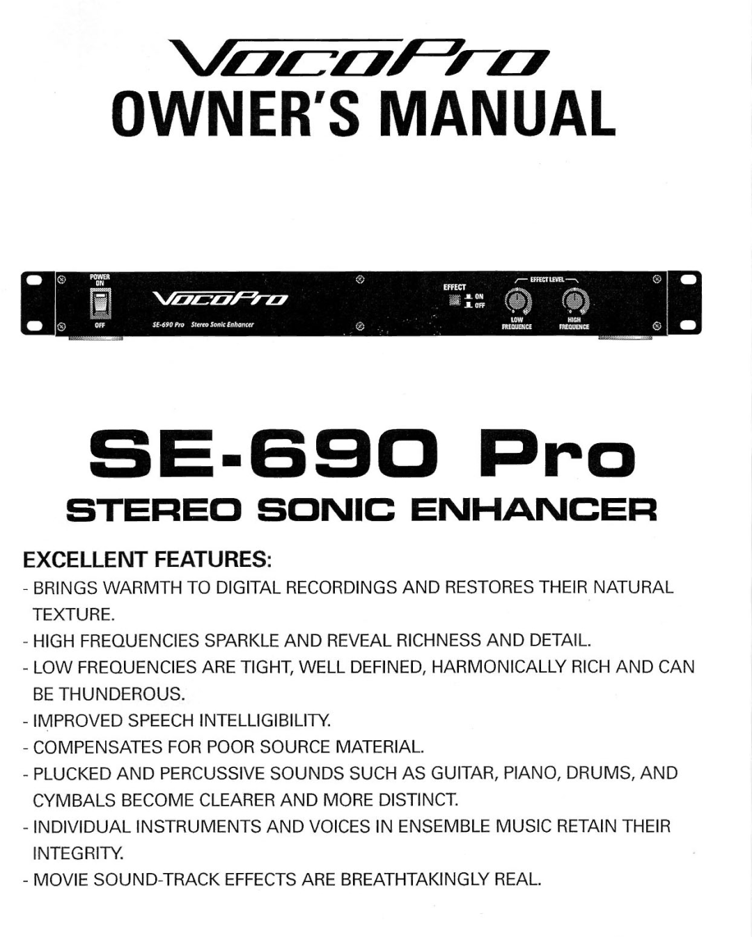 VocoPro SE-690 Pro manual 