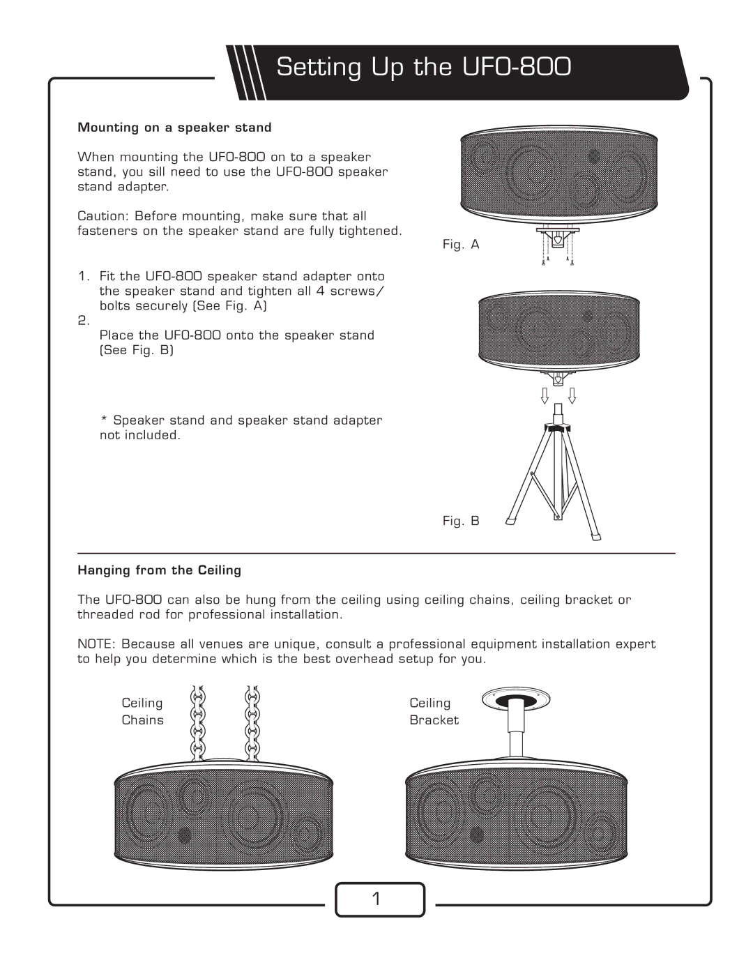 VocoPro specifications Setting Up the UFO-800 