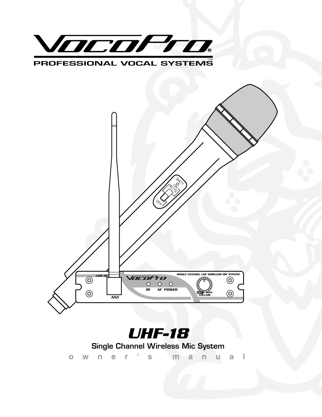 VocoPro UHF-18 owner manual Uhf 