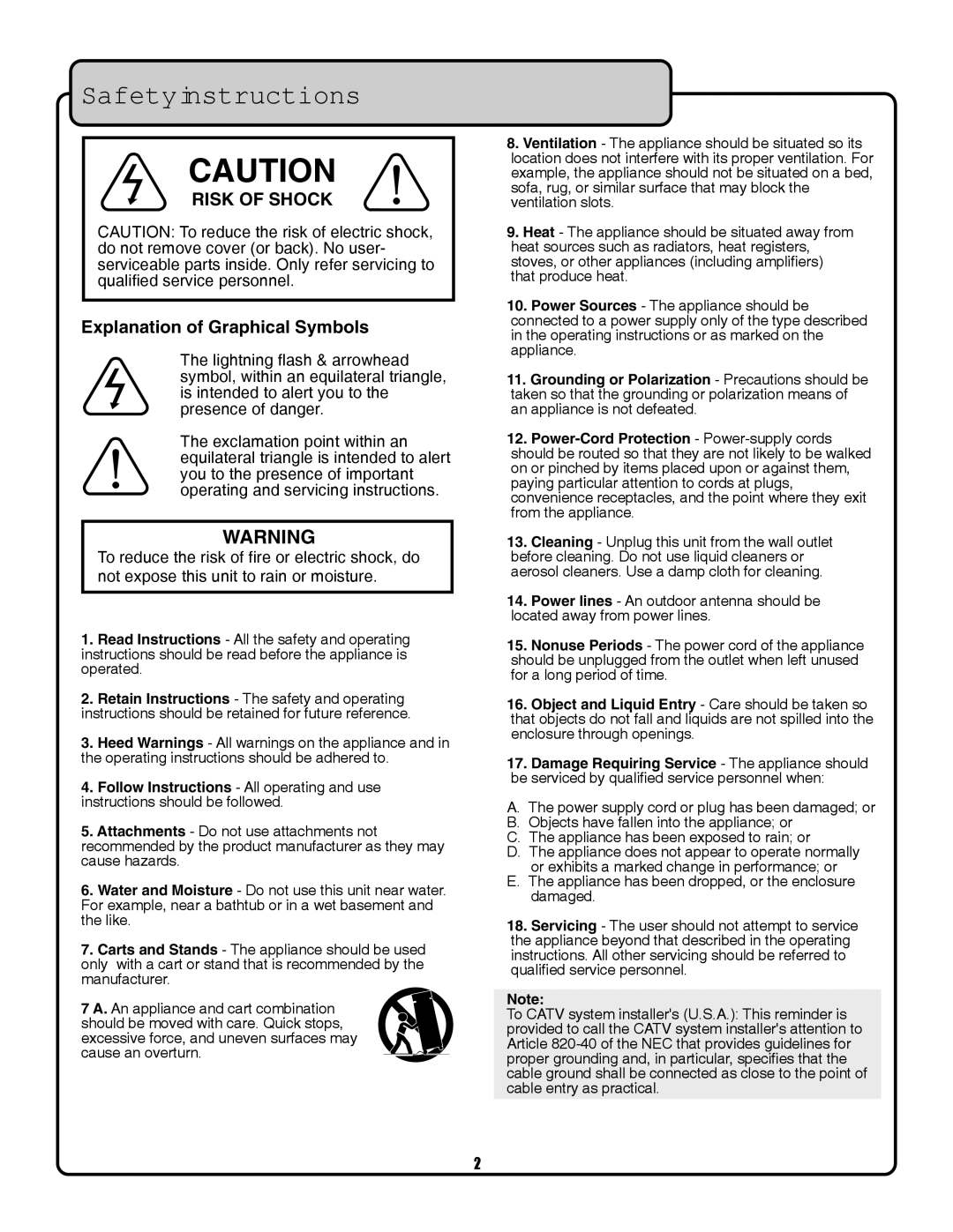 VocoPro UHF-3200 owner manual Safetyinstructions 