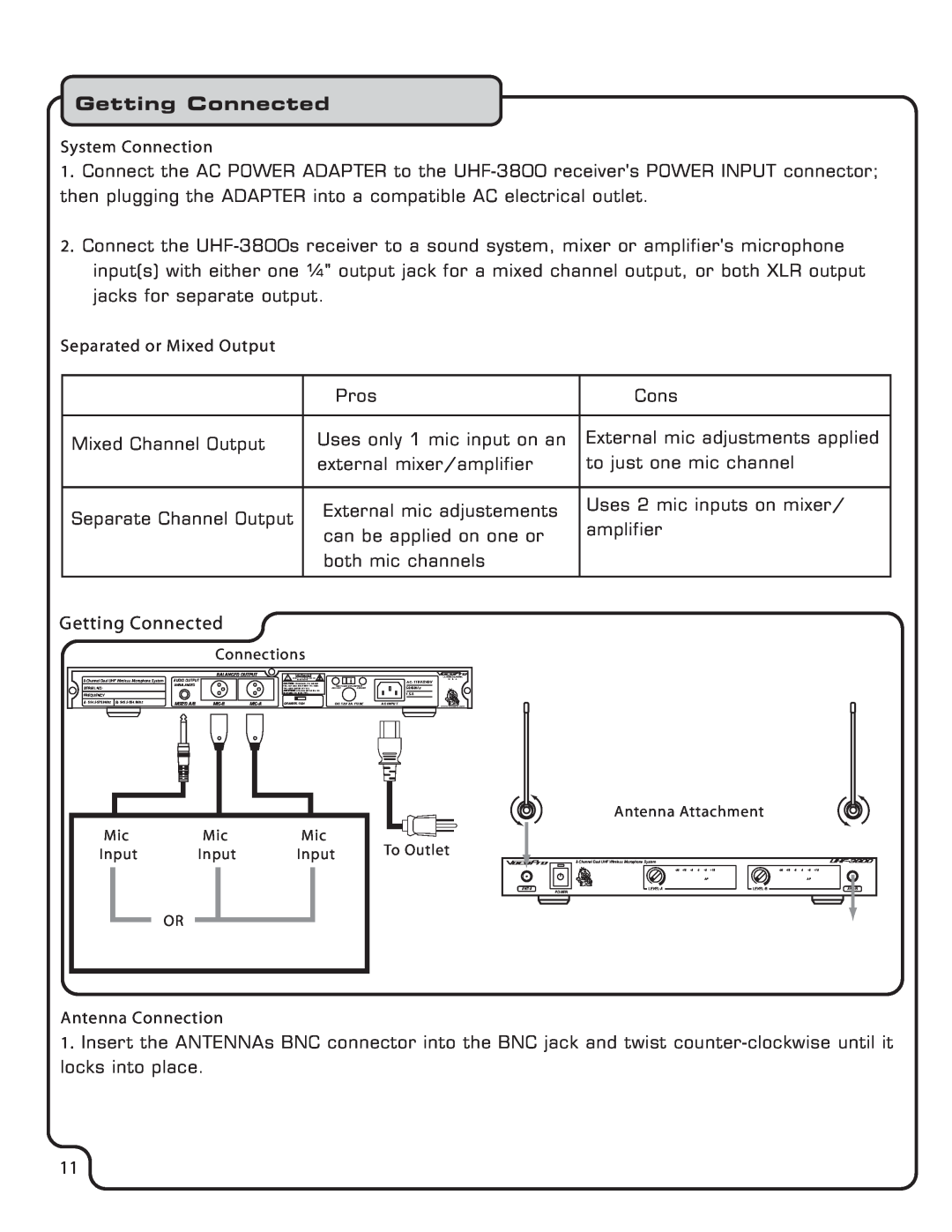VocoPro UHF-3800 manual Balanced Output, Mixed A/B, Mic-B, Mic-A 