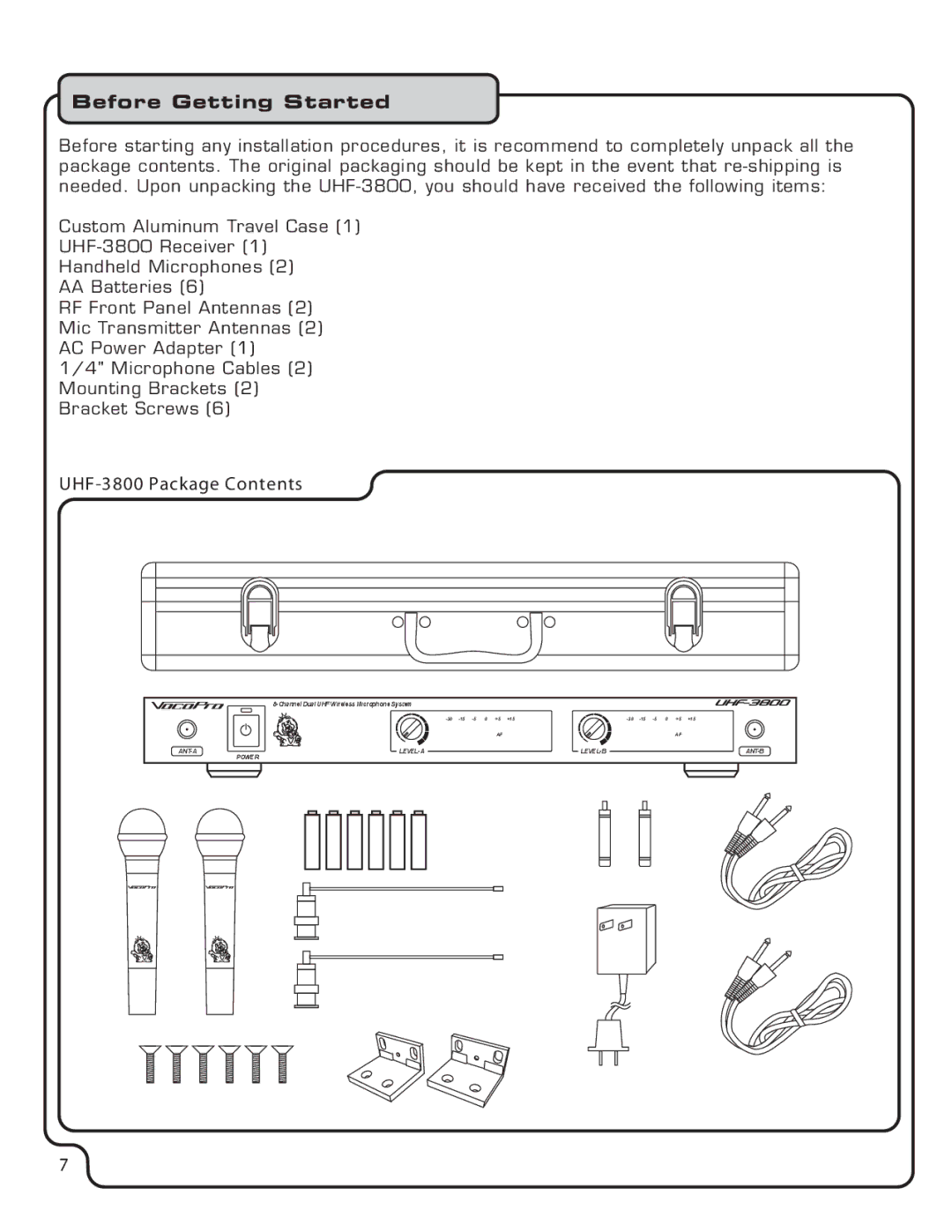 VocoPro UHF-3800 manual ANT-A LEVEL-A LEVEL-B ANT-B Power 