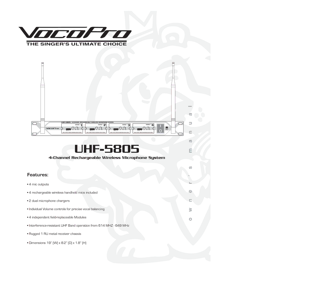 VocoPro UHF-5805 dimensions 