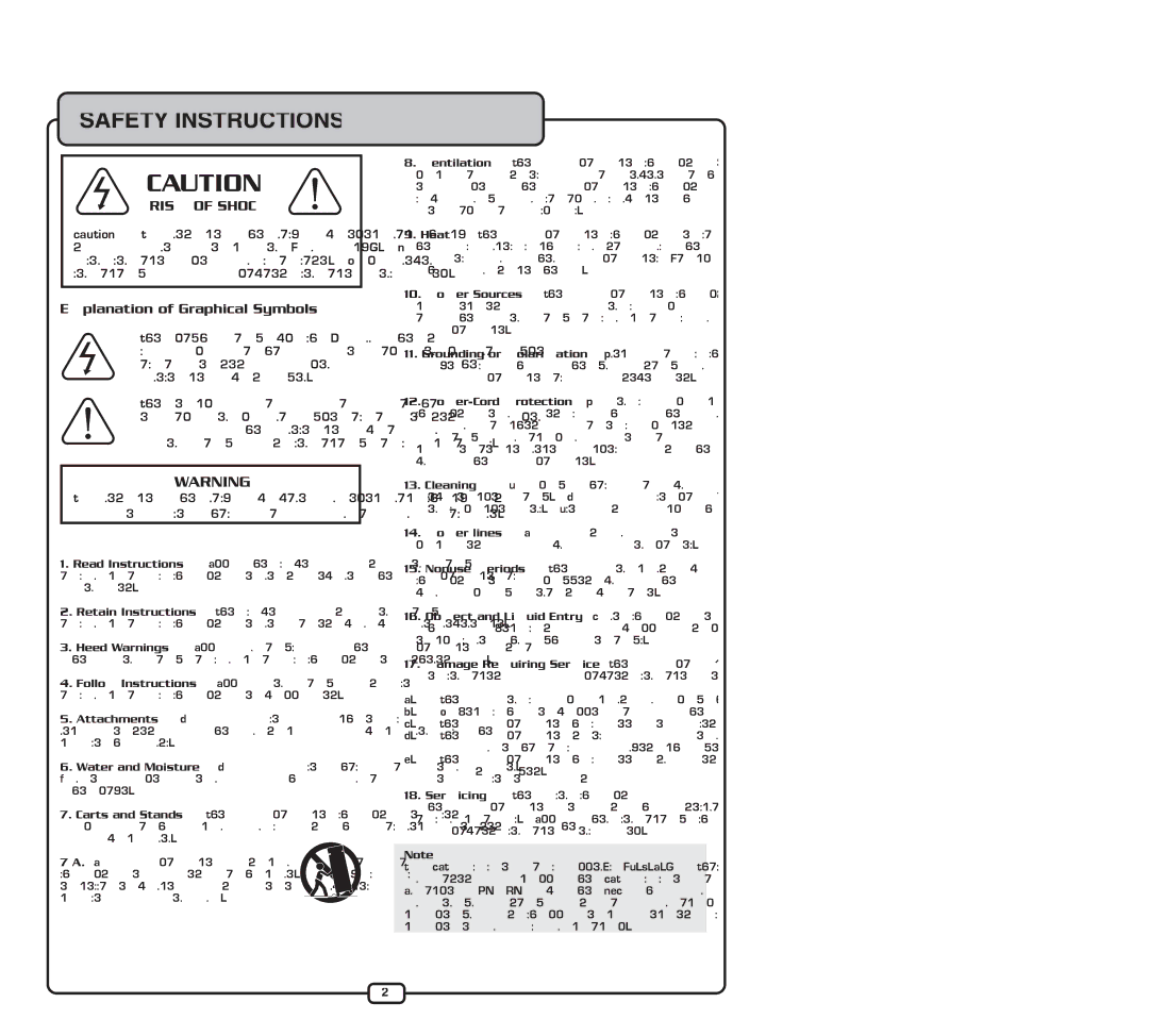 VocoPro UHF-5805 dimensions Safety Instructions 