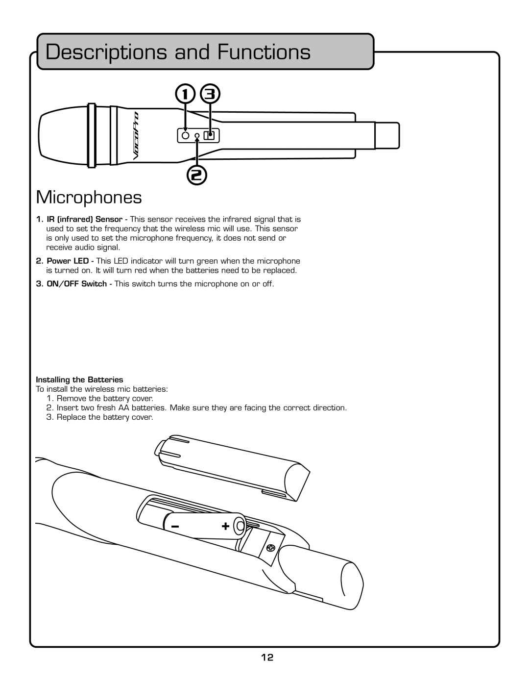 VocoPro UHF-5900 owner manual Microphones 