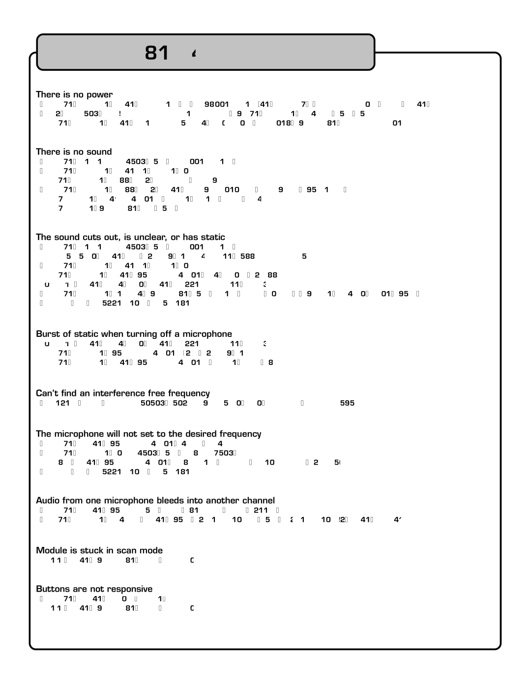 VocoPro UHF-5900 owner manual Troubleshooting, There is no power 