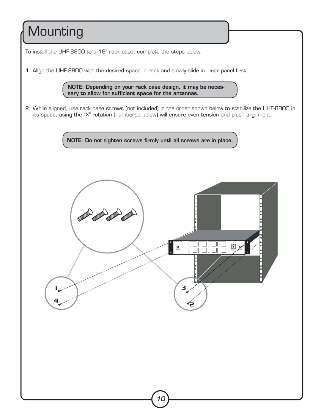 VocoPro UHF-8800 owner manual Mounting 