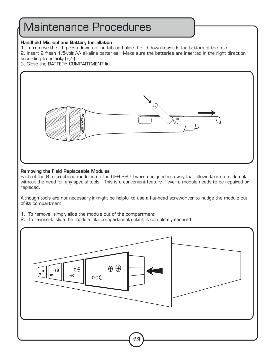 VocoPro UHF-8800 owner manual Maintenance Procedures 