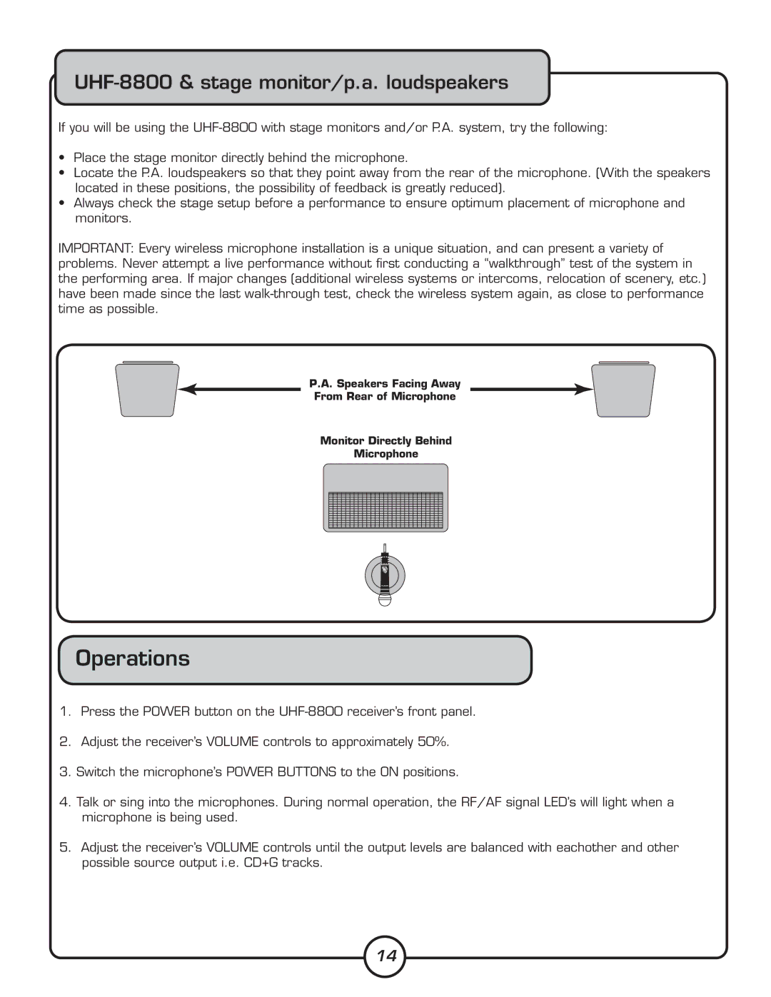 VocoPro UHF-8800 owner manual Operations 