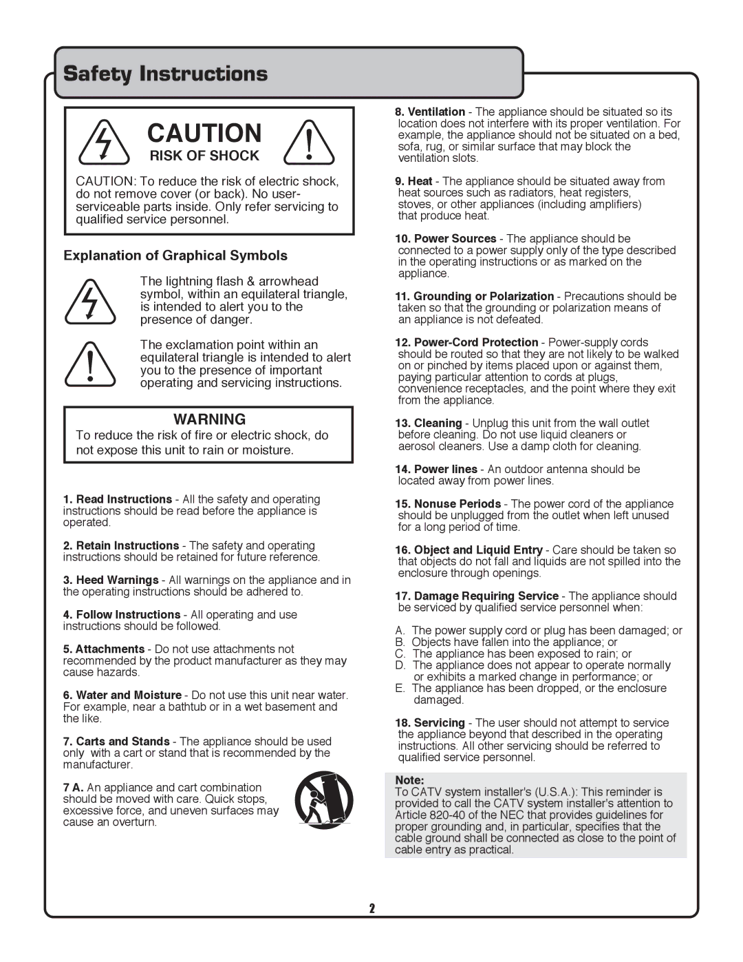 VocoPro Voco user guide portable speaker owner manual Safety Instructions 