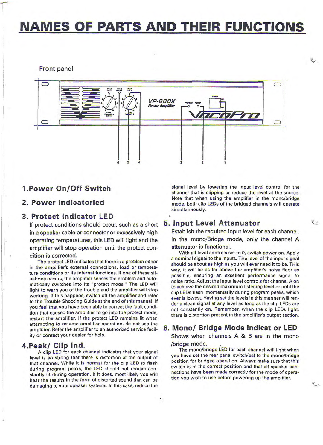 VocoPro VP-600X manual 