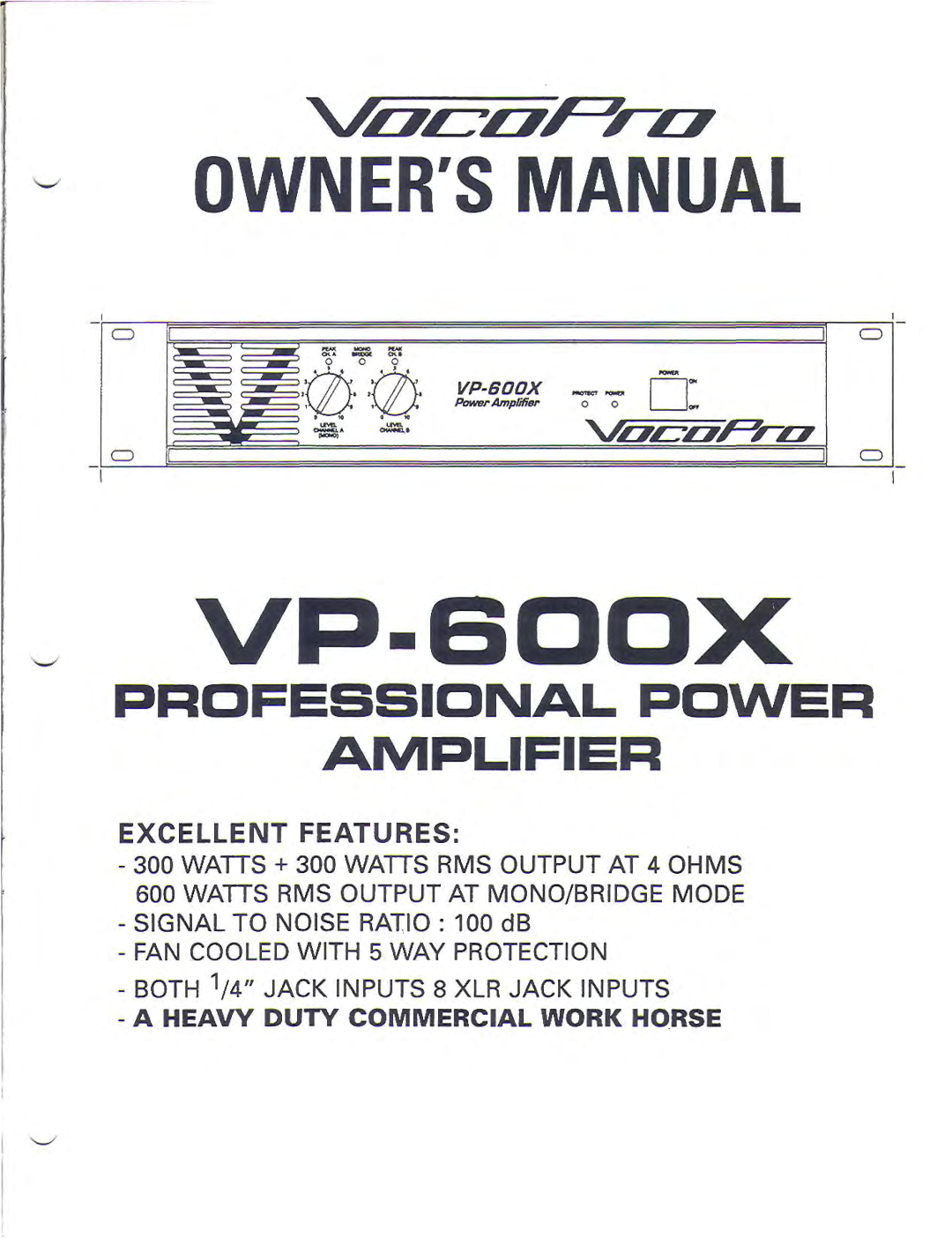 VocoPro VP-600X manual 