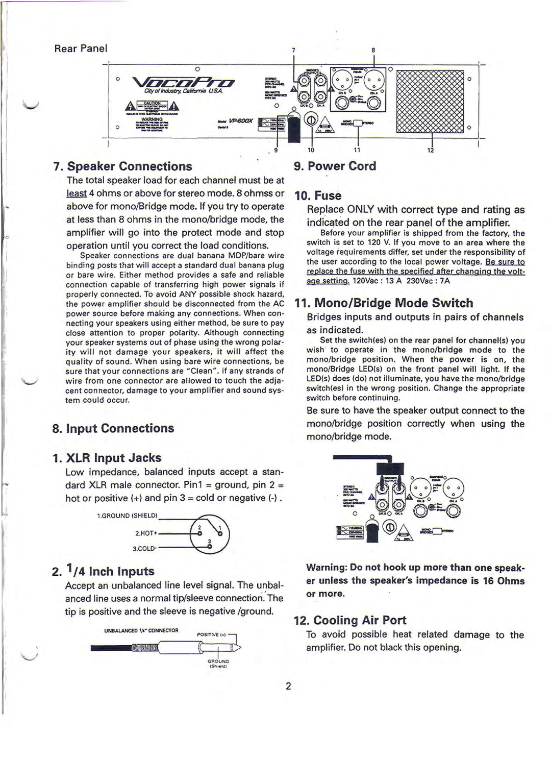 VocoPro VP-600X manual 