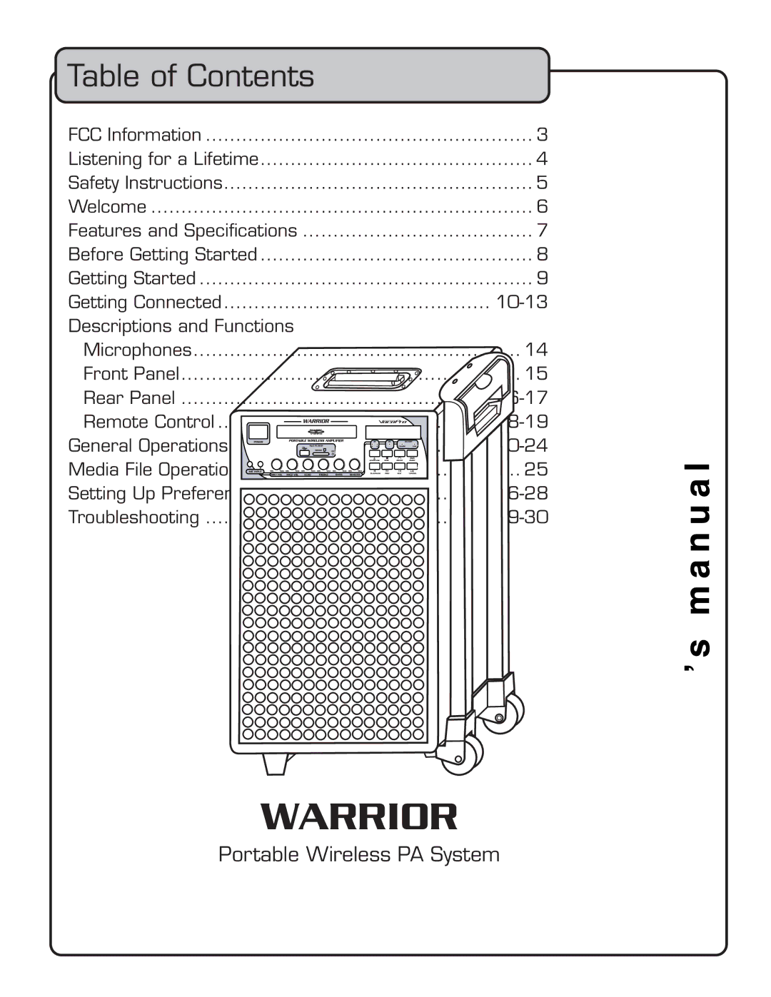 VocoPro WARRIOR manual iÊœvÊ œ˜Ìi˜ÌÃ 