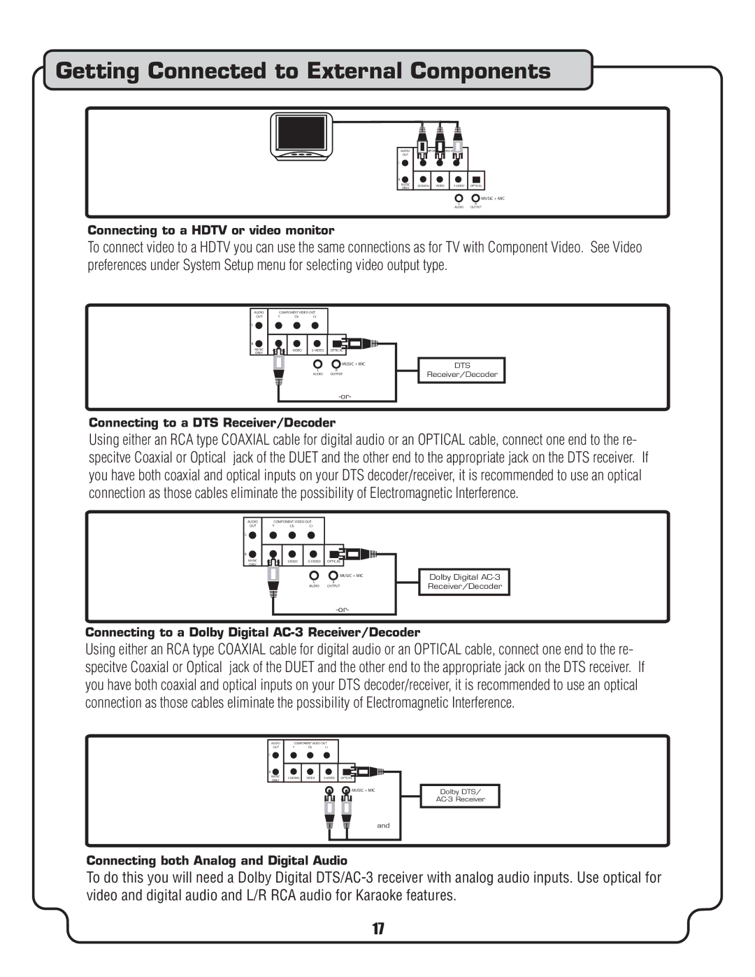 VocoPro DVD-Duet Multi Format Digital Karaoke System 5-Band Stereo Equalizer Tuning Connecting to a Hdtv or video monitor 