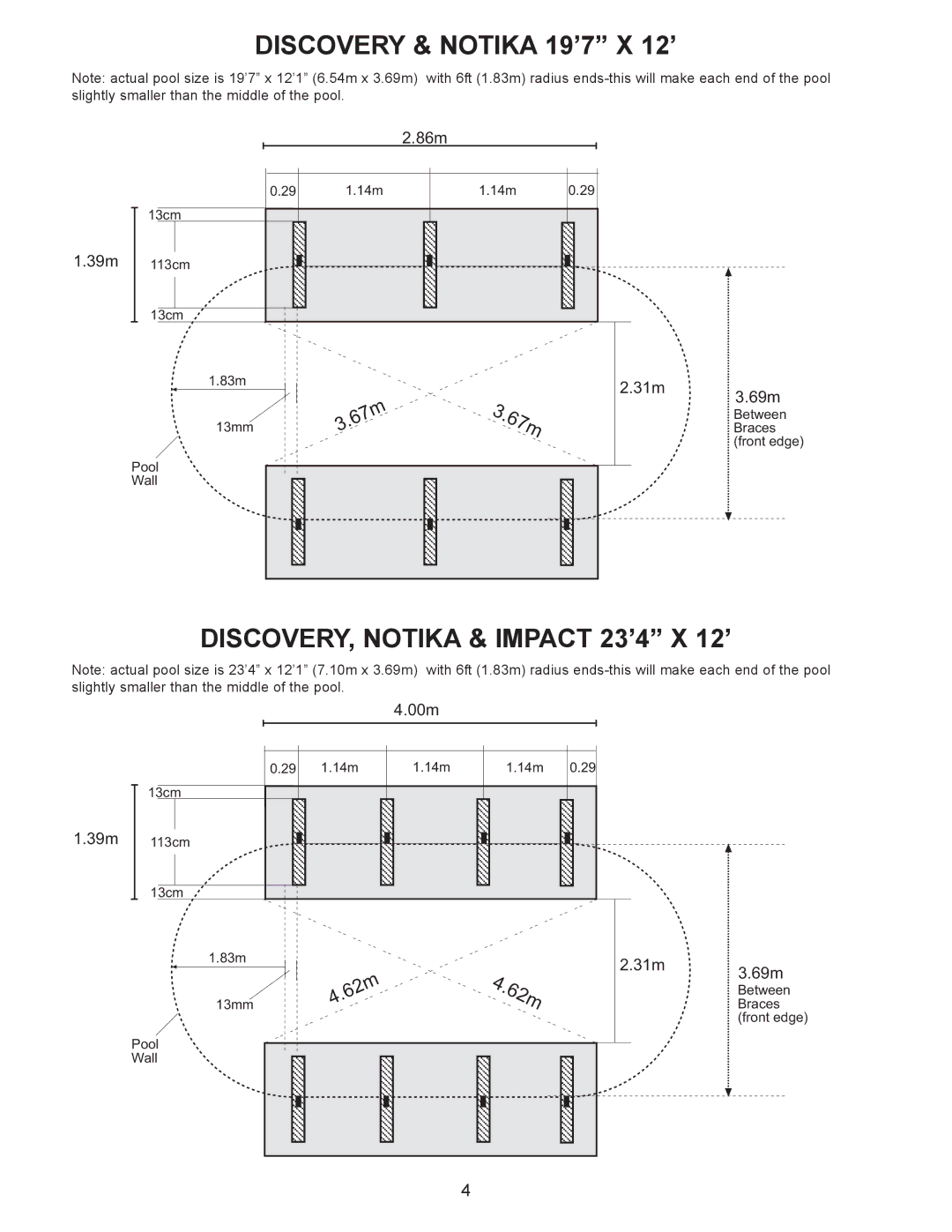 Vogue Industrial ABOVE GROUND SWIMMING POOL manual Discovery & Notika 19’7 X 12’ 