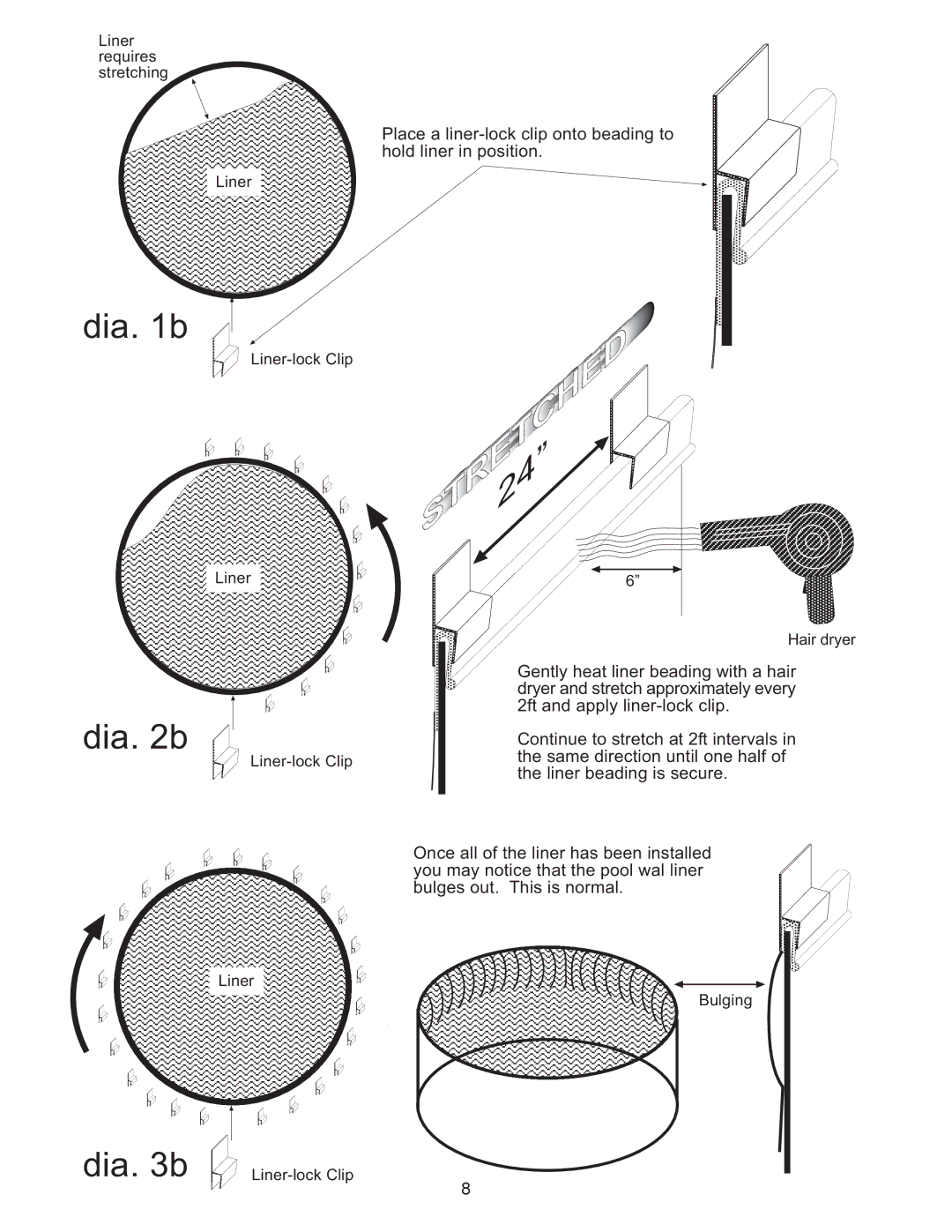 Vogue Industrial ABOVE GROUND SWIMMING POOL manual STRETCHE24 D 