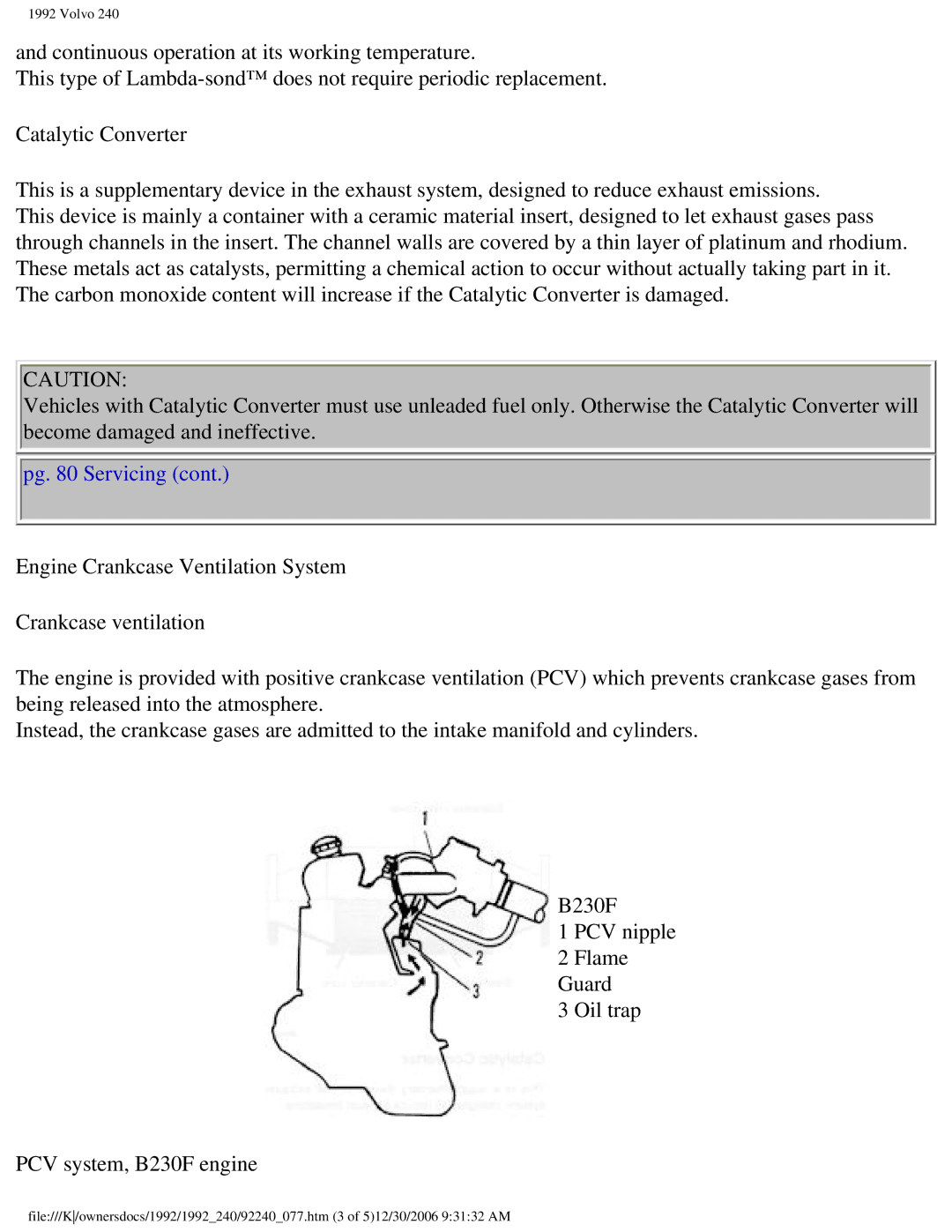 Volvo 1992 240 owner manual Pg Servicing 