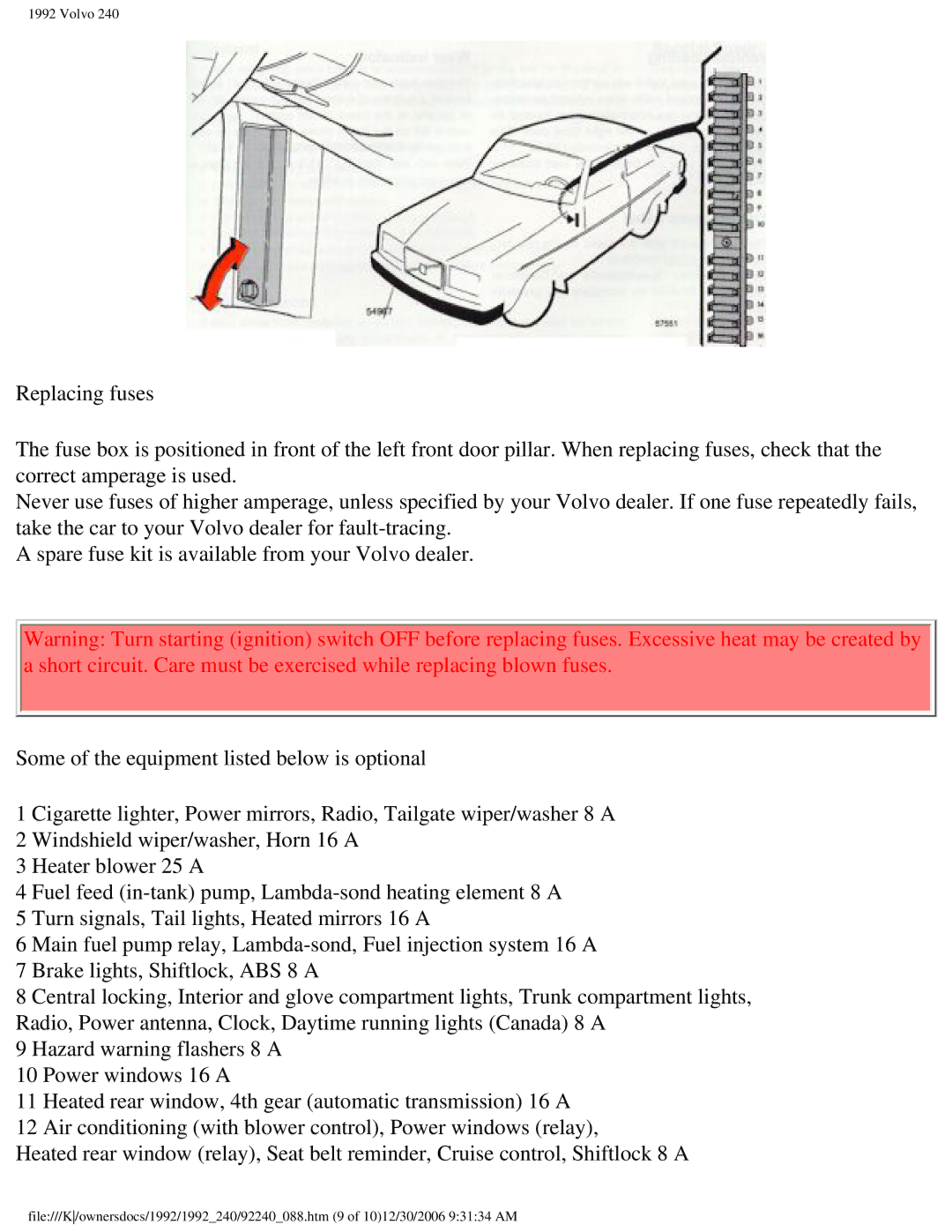 Volvo 1992 240 owner manual Volvo 