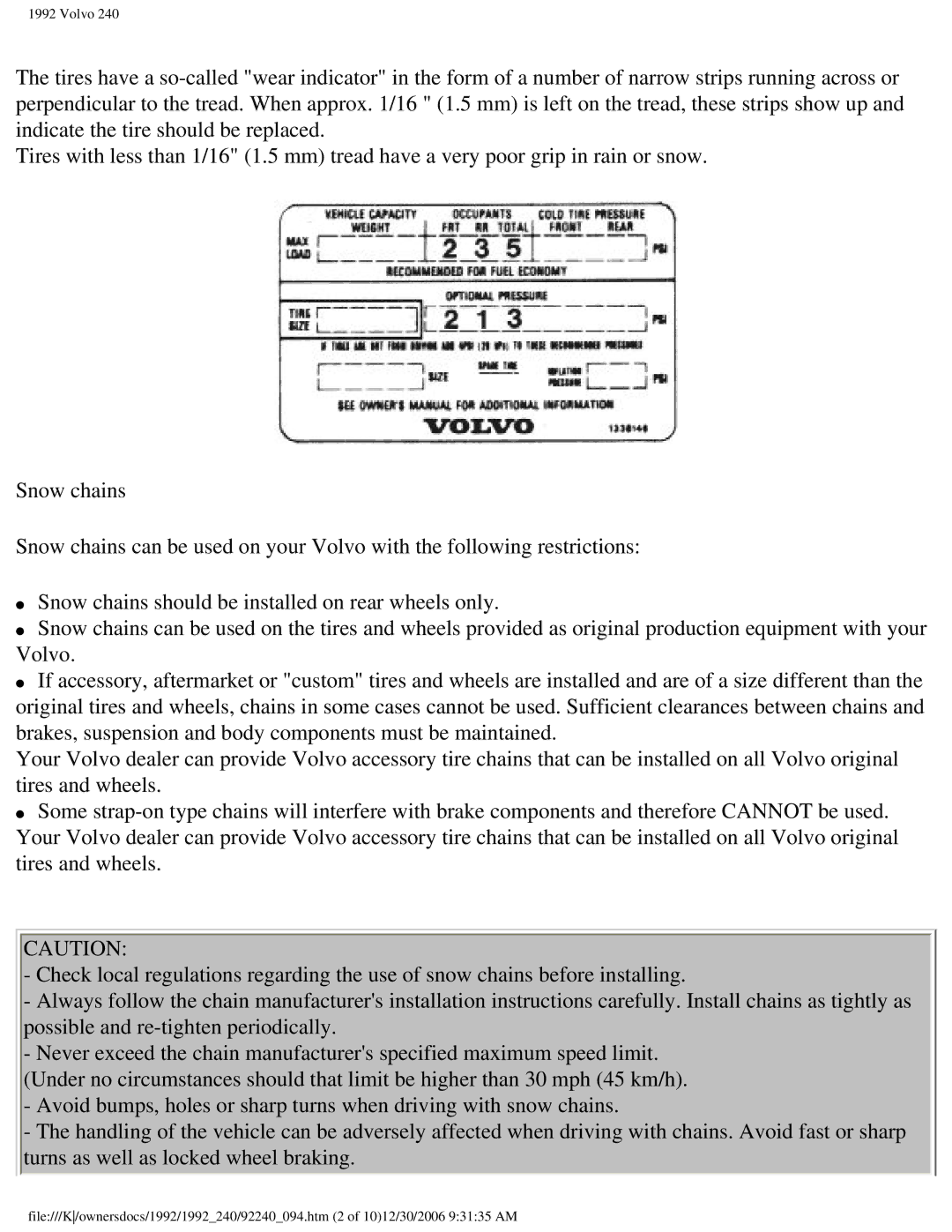 Volvo 1992 240 owner manual Volvo 