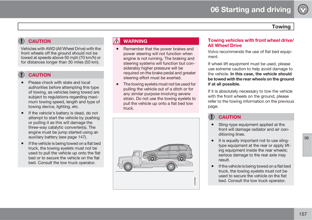 Volvo XC90 owner manual Towing vehicles with front wheel drive/ All Wheel Drive 