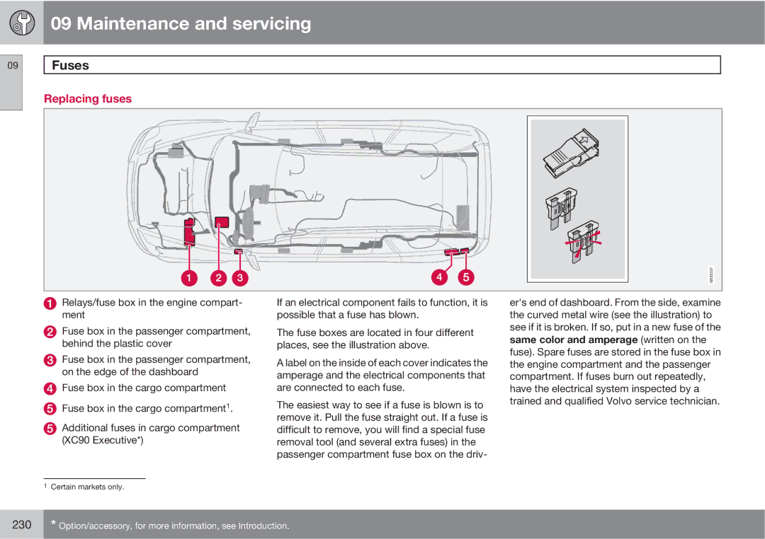 Volvo XC90 owner manual Fuses, Replacing fuses 