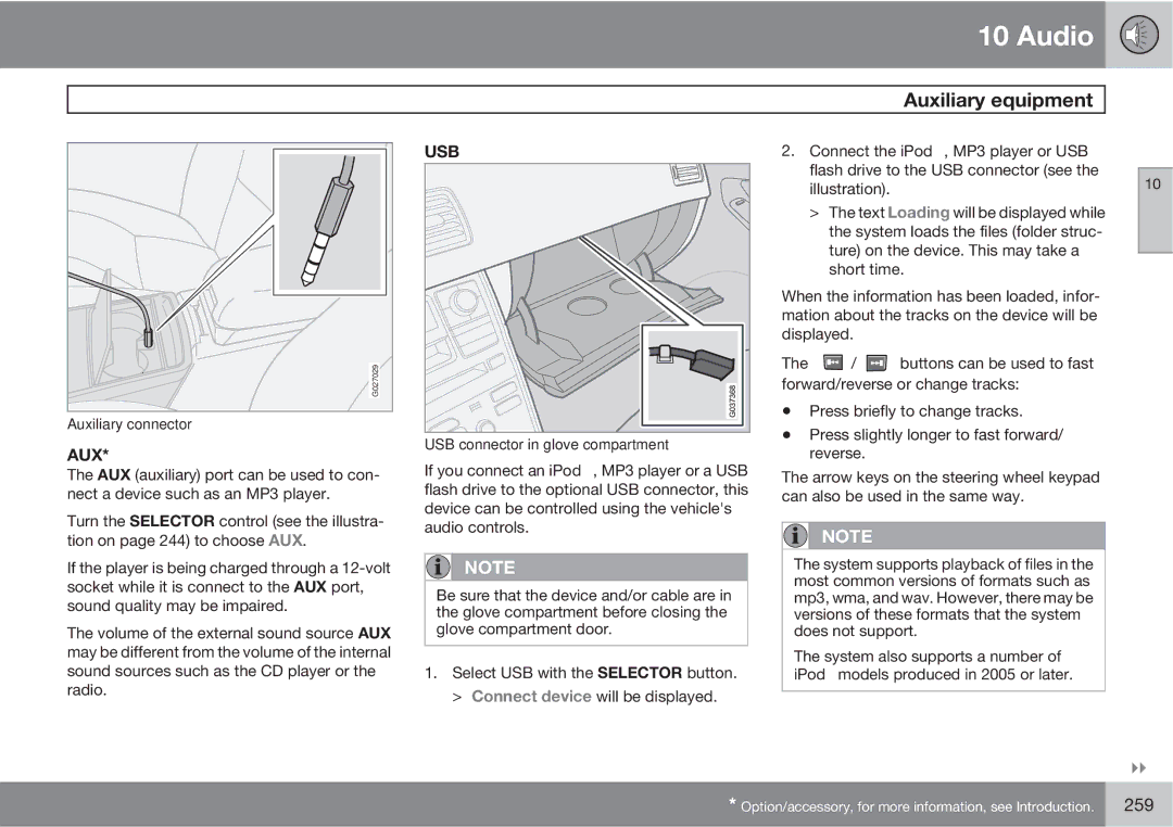 Volvo XC90 owner manual Auxiliary equipment 