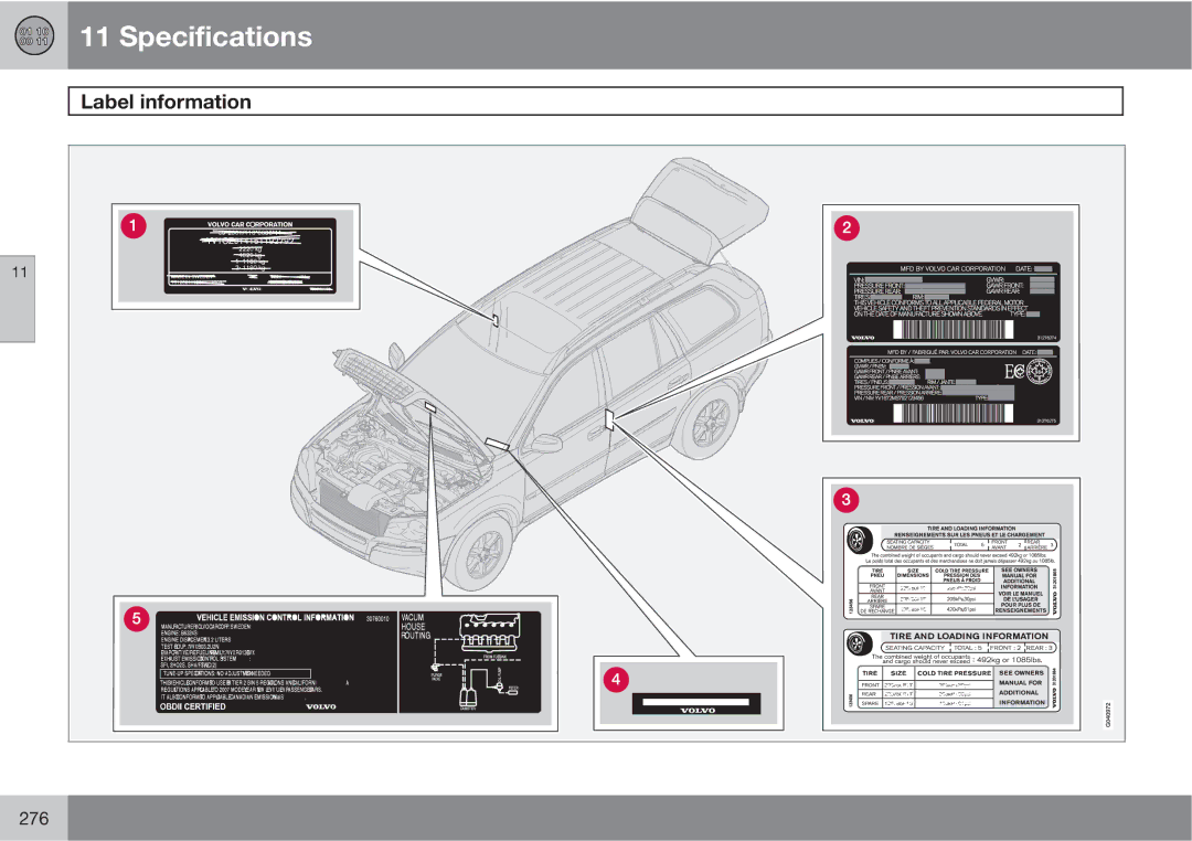 Volvo XC90 owner manual Label information 