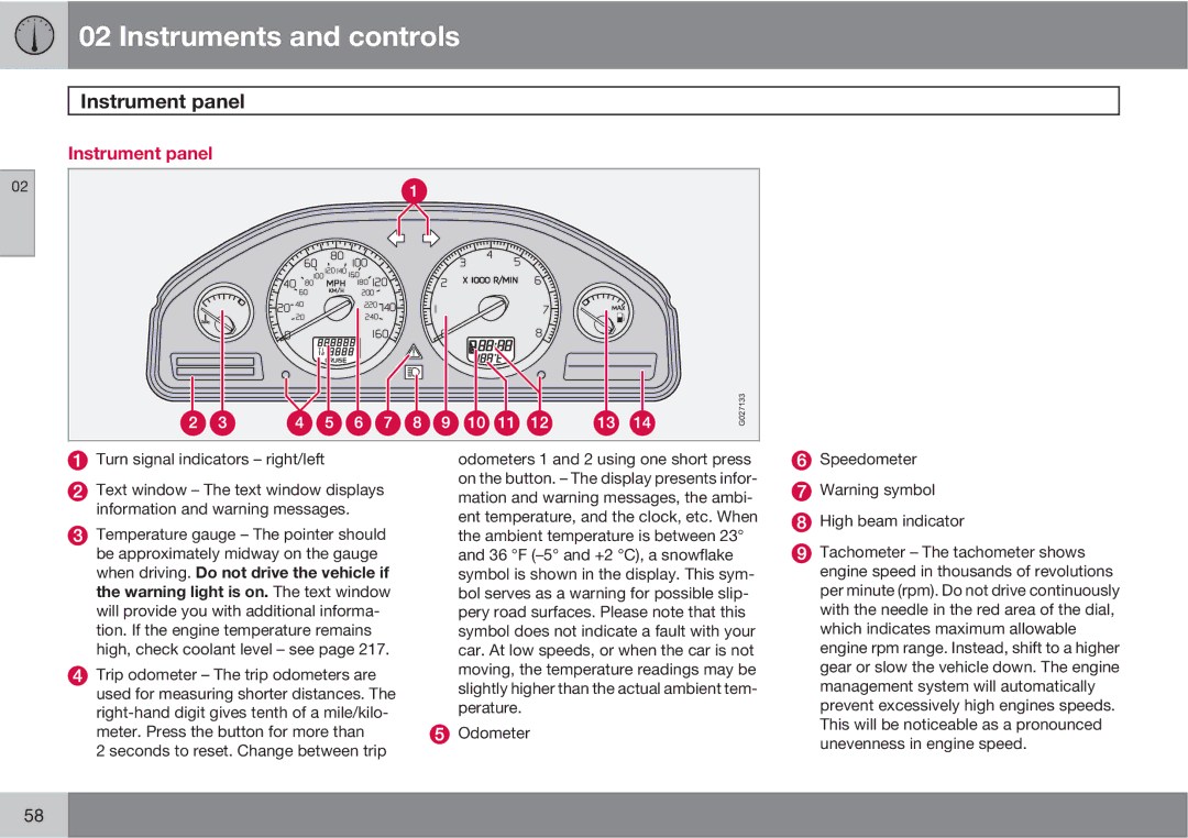 Volvo XC90 owner manual Instrument panel 