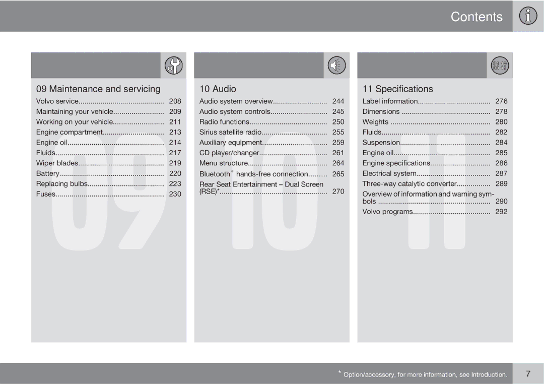 Volvo XC90 owner manual Maintenance and servicing Audio Specifications 