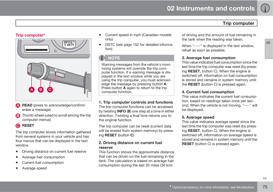 Volvo XC90 owner manual Trip computer 