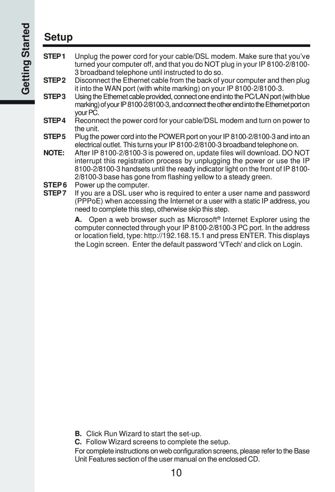 Vonage IP8100-2/81003 manual Getting Started Setup 