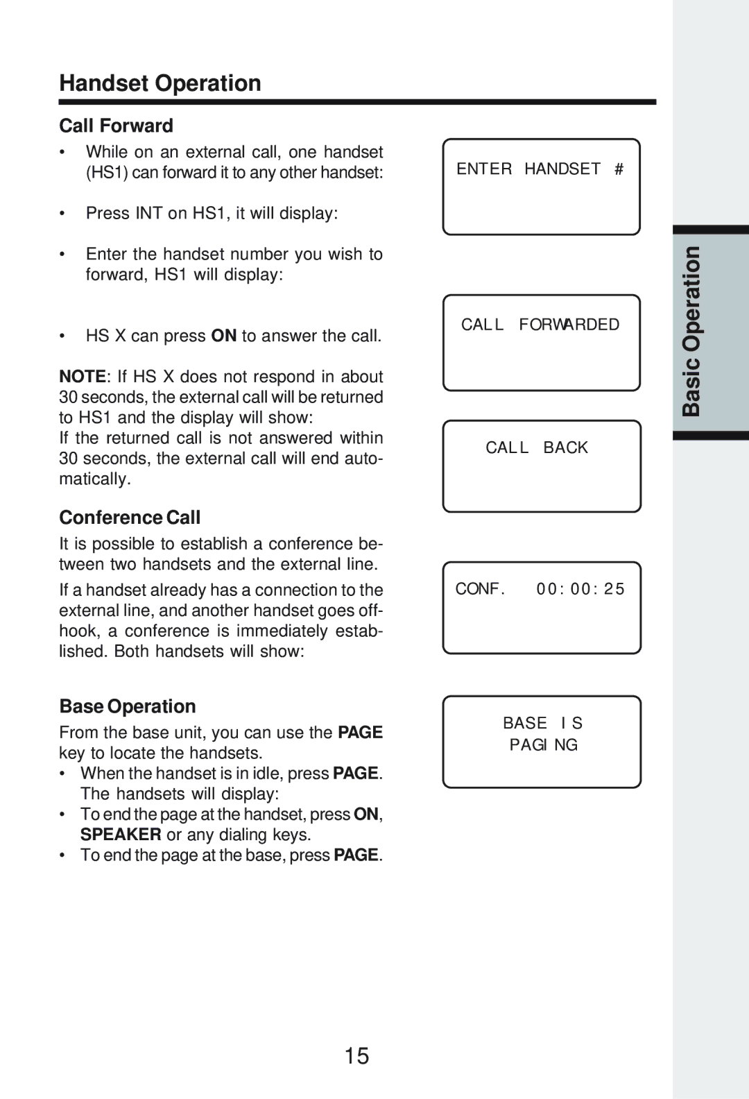 Vonage IP8100-2/81003 manual Call Forward, Conference Call, Base Operation 