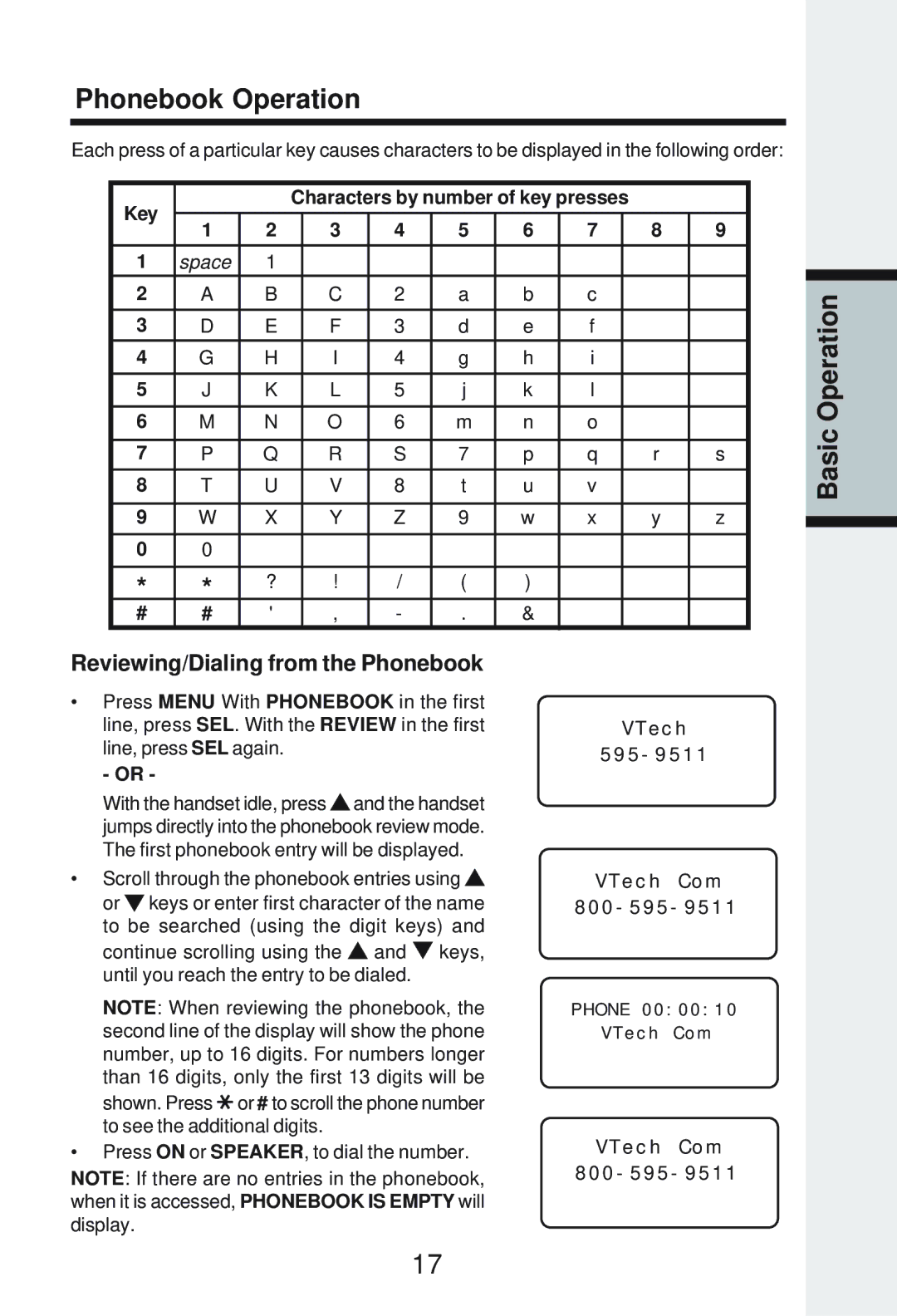 Vonage IP8100-2/81003 manual Reviewing/Dialing from the Phonebook 