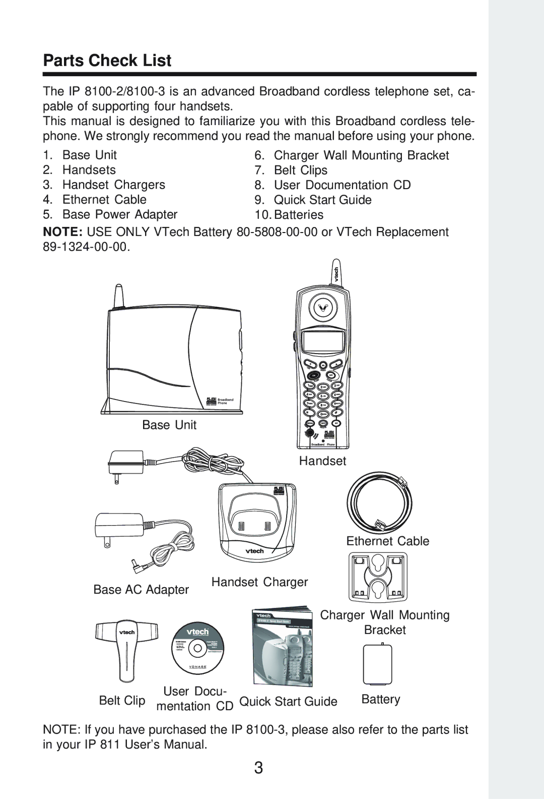 Vonage IP8100-2/81003 manual Parts Check List 