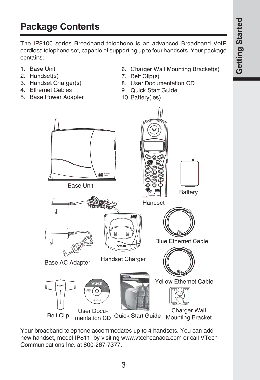 Vonage IP8100 manual Package Contents 