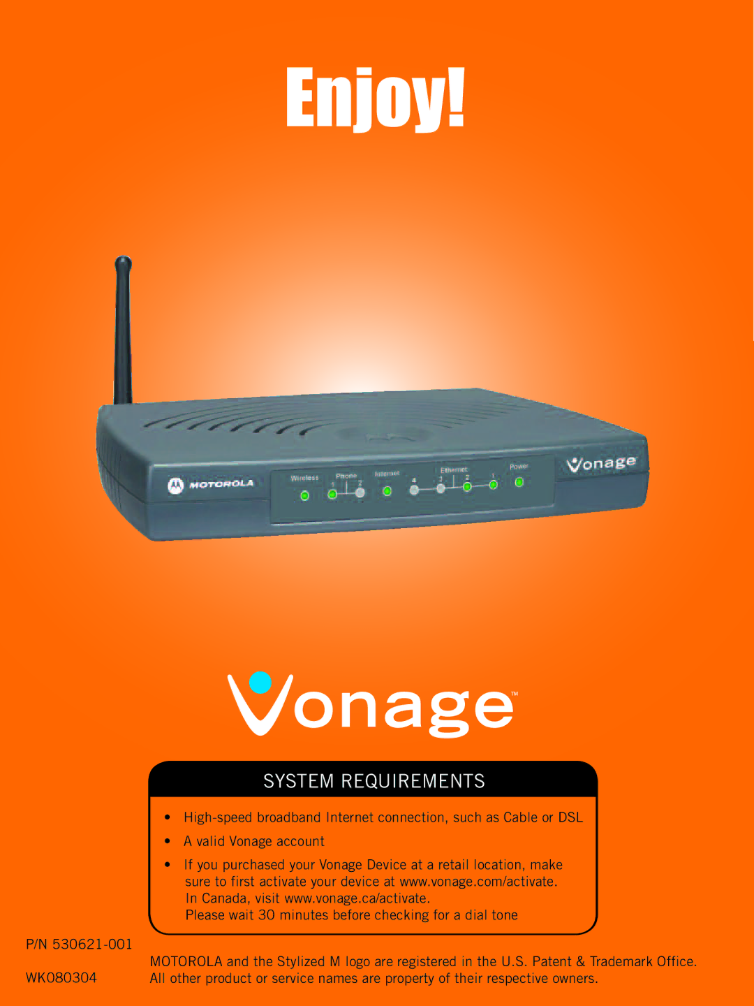 Vonage VT2542 manual Enjoy 