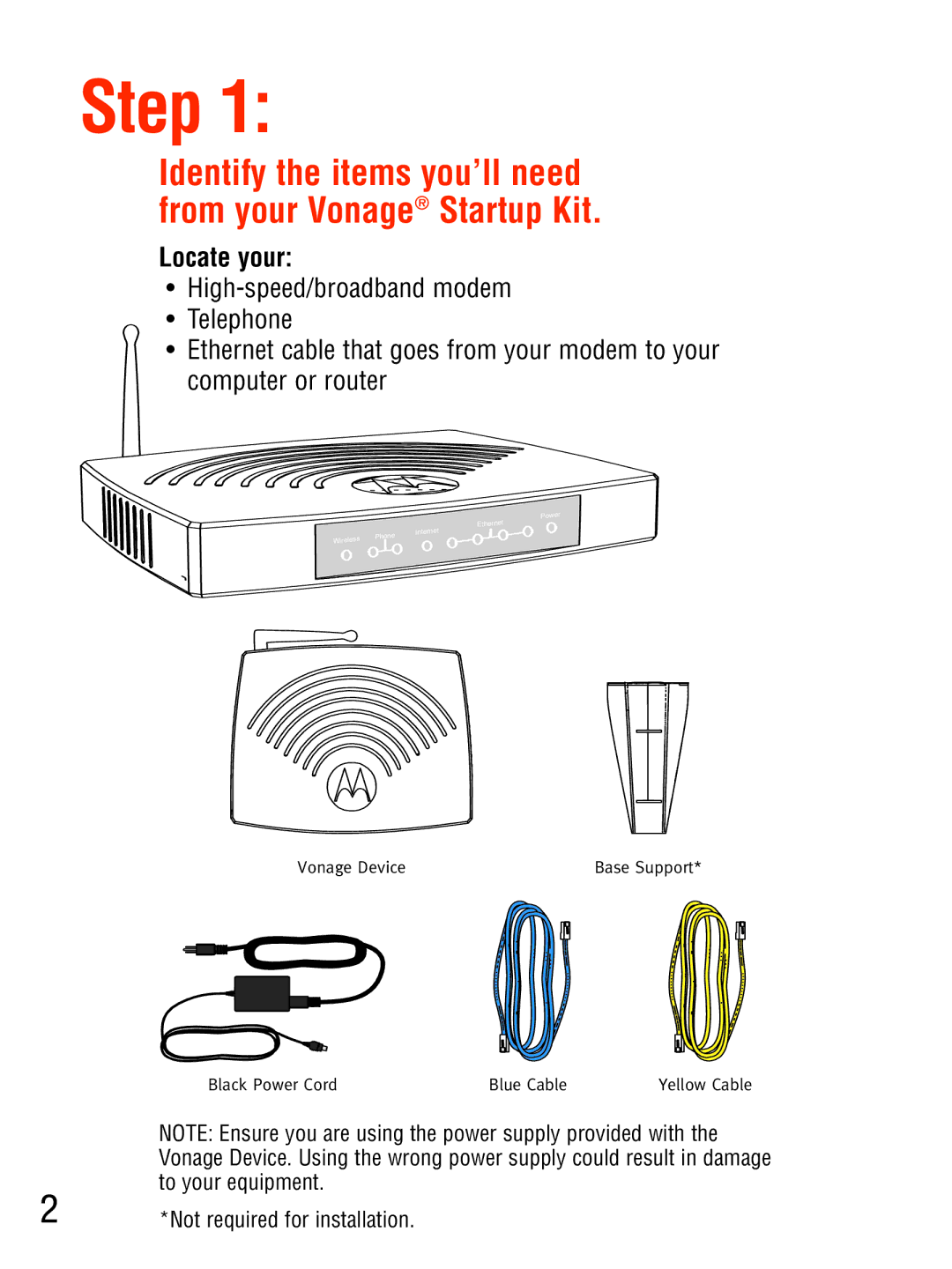 Vonage VT2542 manual Step 