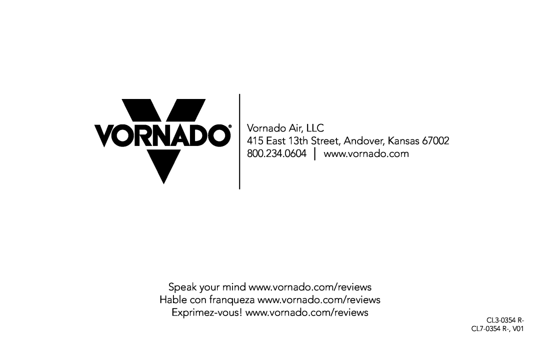 Vornado 184, 154 manual Vornado Air, LLC 