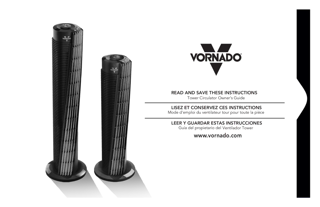 Vornado 184 manual Read and Save These Instructions 