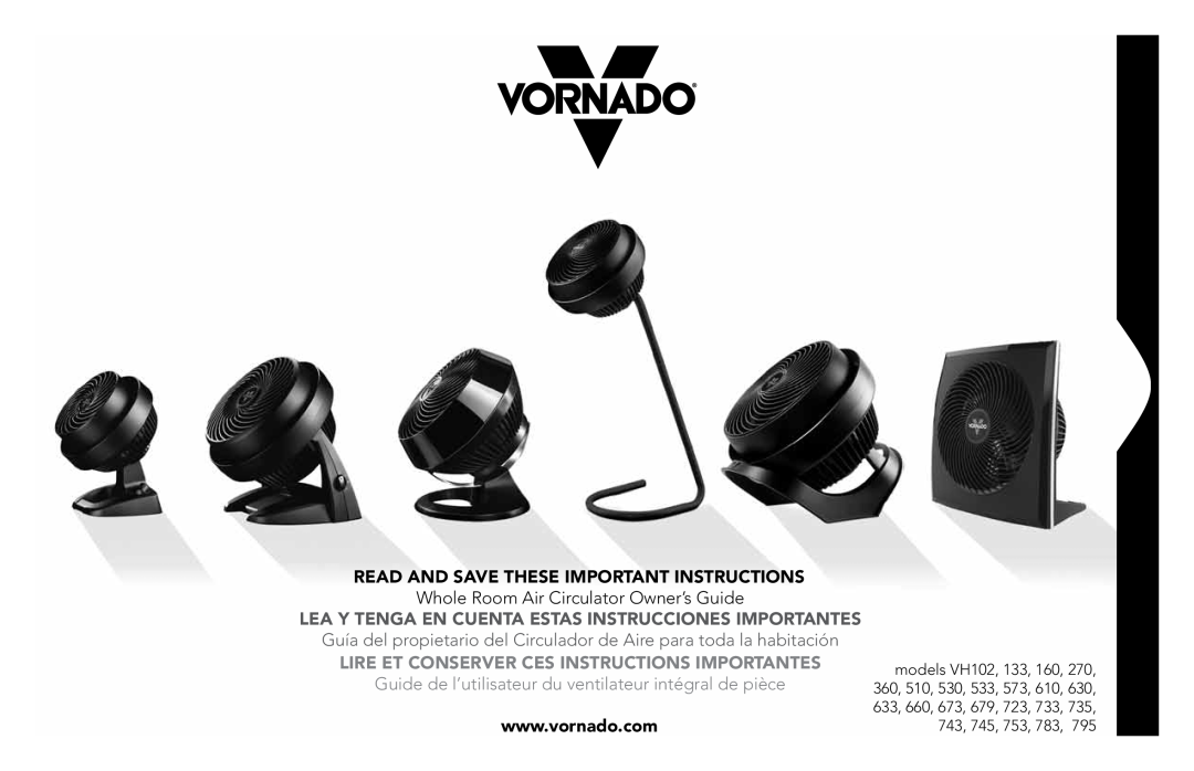 Vornado 530L, 630B manual Read And Save These Important Instructions, Lire Et Conserver Ces Instructions Importantes 