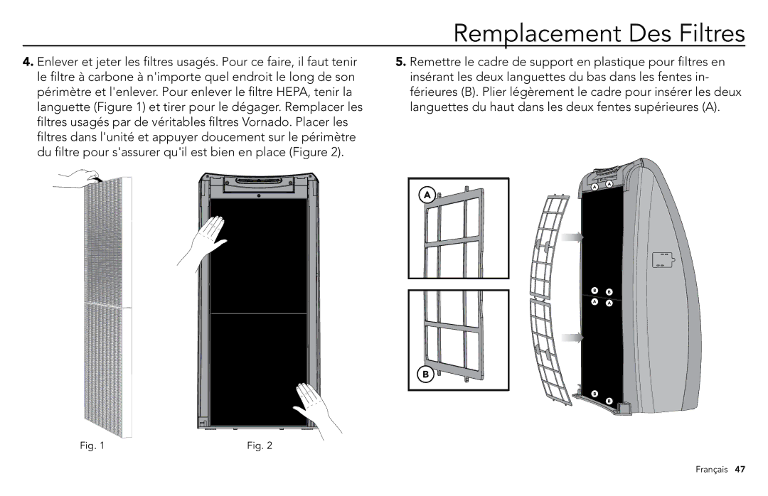 Vornado whole room air purifier, AC500 manuel dutilisation Remplacement Des Filtres 