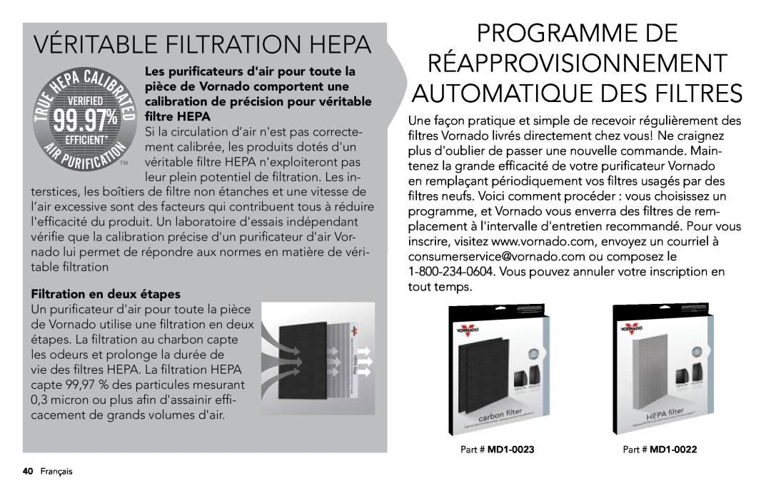 Vornado AC500 Véritable Filtration Hepa, Programme De, Les purificateurs dair pour toute la, filtre HEPA, 99.97% 