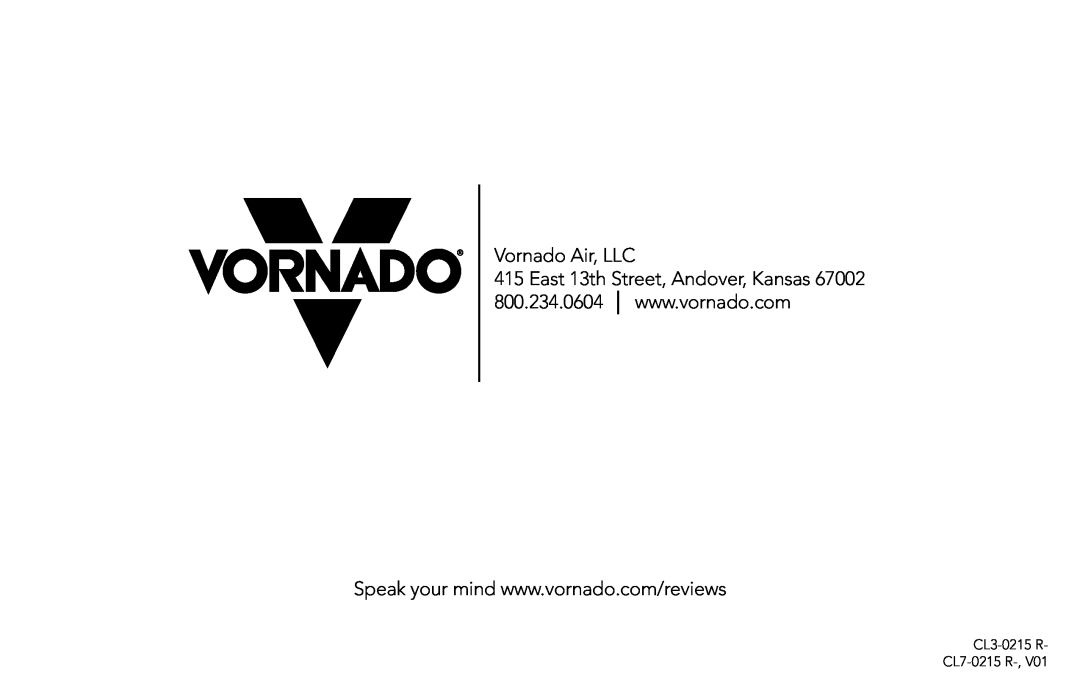 Vornado AC500, whole room air purifier manuel dutilisation Vornado Air, LLC, CL3-0215R- CL7-0215 R-,V01 