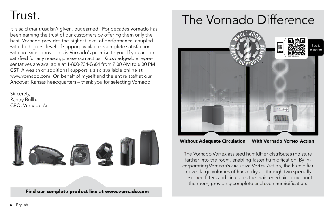 Vornado EVAP40 manual Trust, Vornado Difference 