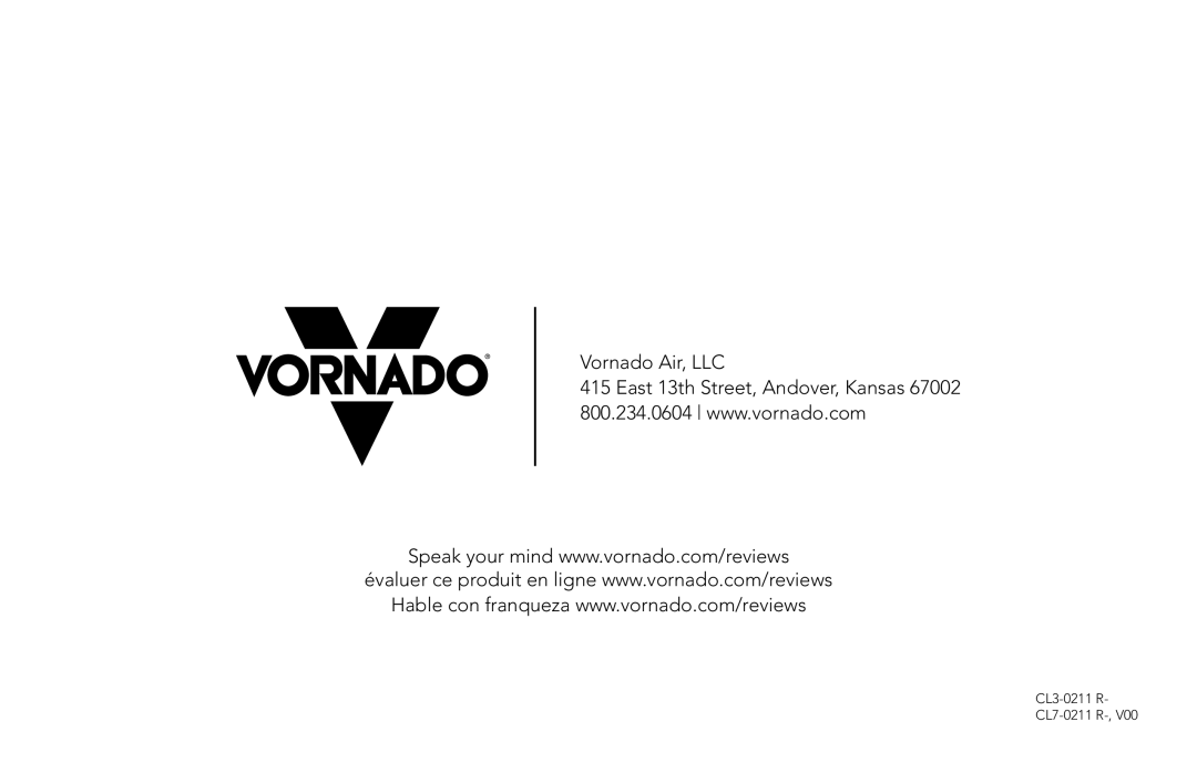 Vornado EVAP2, Evaporative Vortex Humidifier manual Vornado Air, LLC 