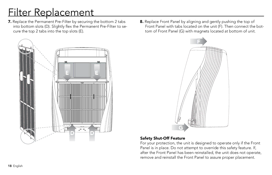 Vornado PCO500, PCO300 manuel dutilisation ±E ±E, Safety Shut-Off Feature 