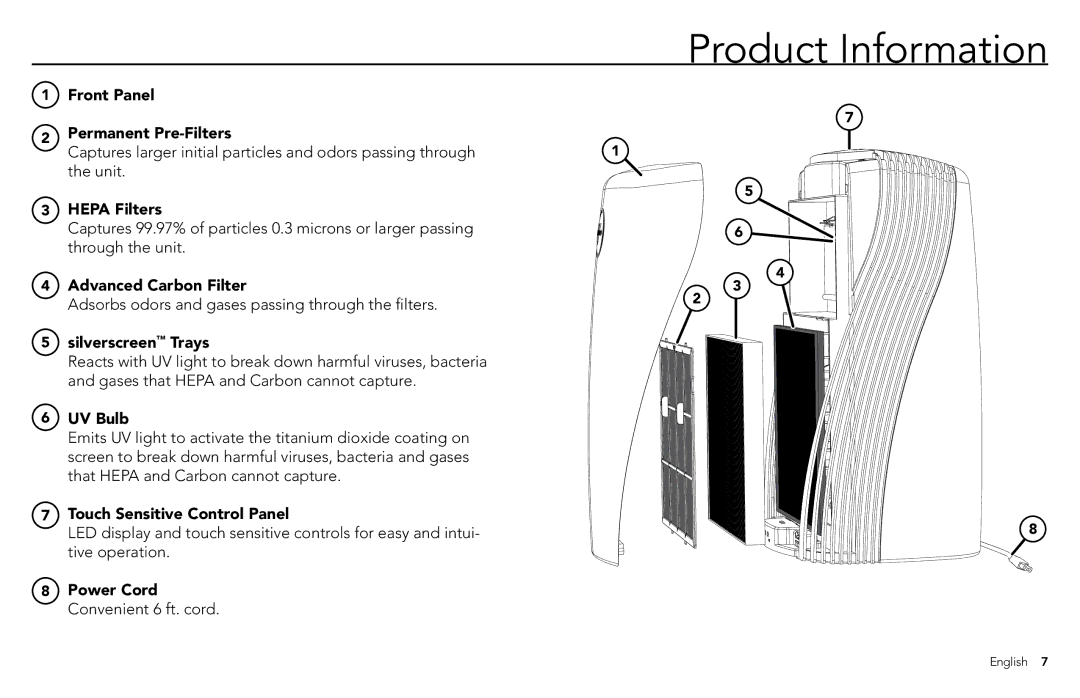 Vornado PCO300, PCO500 manuel dutilisation Product Information, Unit, Tive operation, Power Cord Convenient 6 ft. cord 